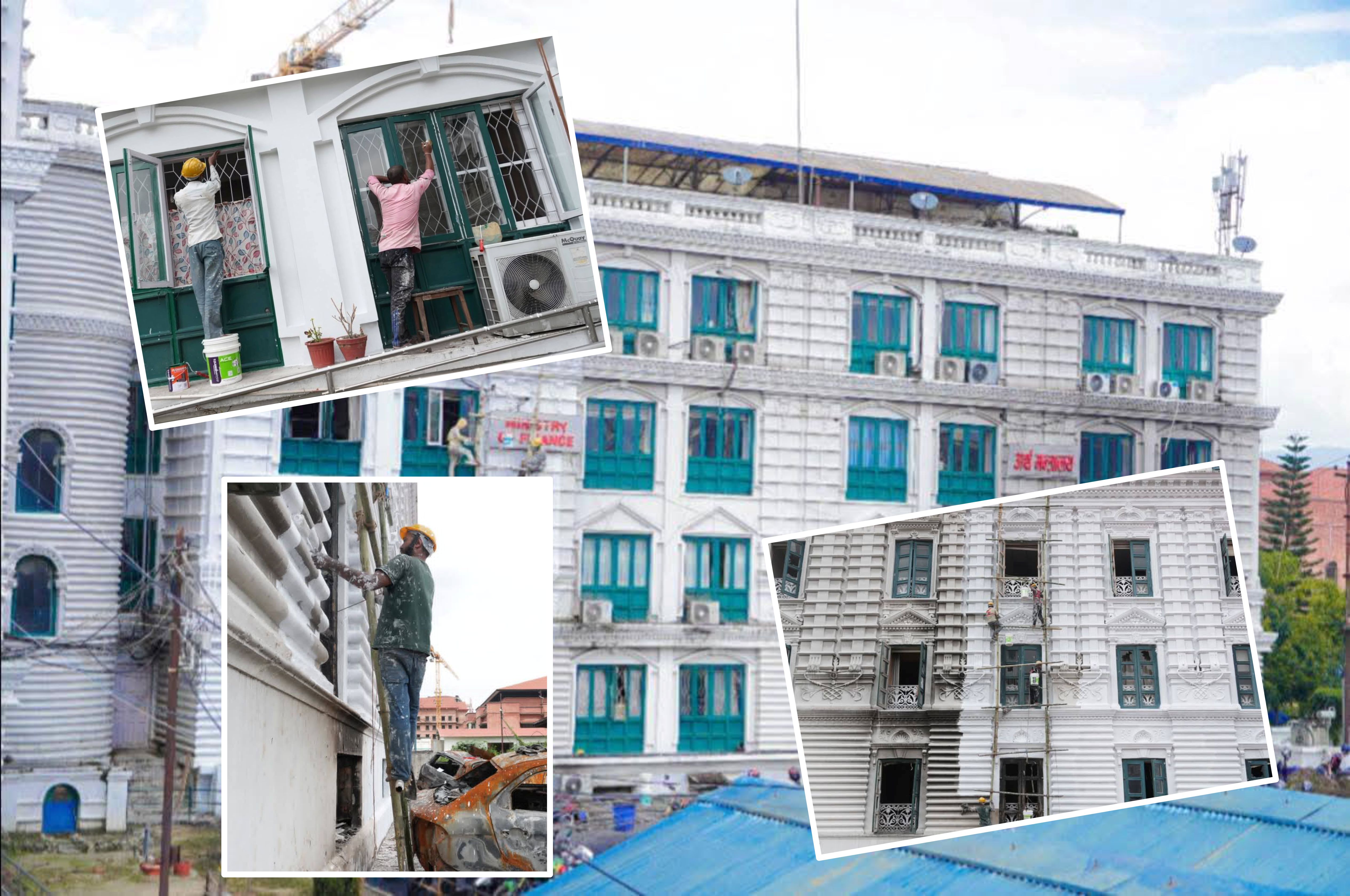 सिंहदरबार मन्त्रालयहरुमा सरसफाई र रङरोगन गरिँदै