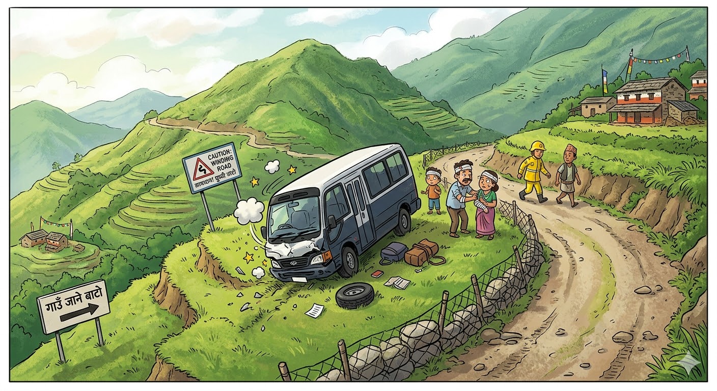 मनकामना बाट फर्किदै  गरेको माइक्रो बस  दुर्घटना: ७ जनाको मृत्यु, ७ घाइते