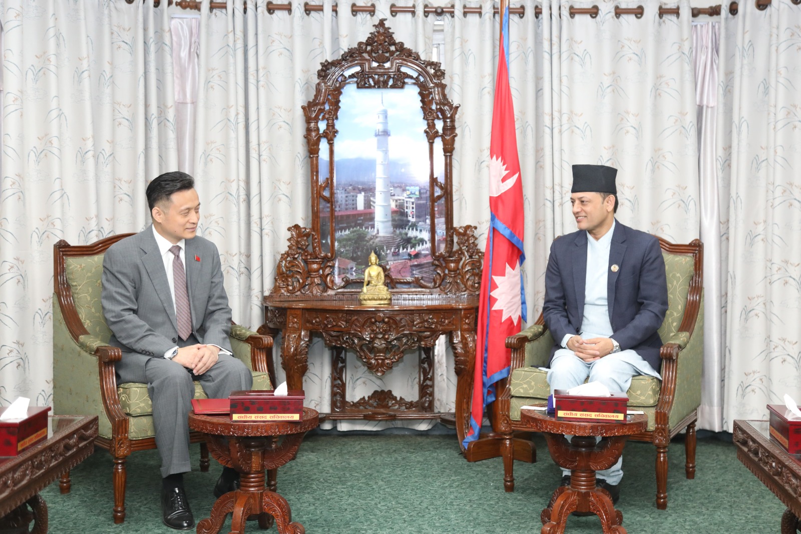 सभामुख अर्यालसँग चिनियाँ राजदूतको शिष्टचार भेटवार्ता