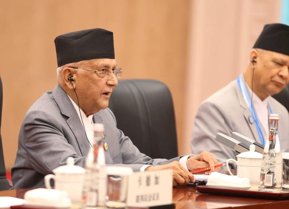 प्रधानमन्त्री ओलीले शांघाइ शिखर सम्मेलनलाई सम्बोधन गर्दै