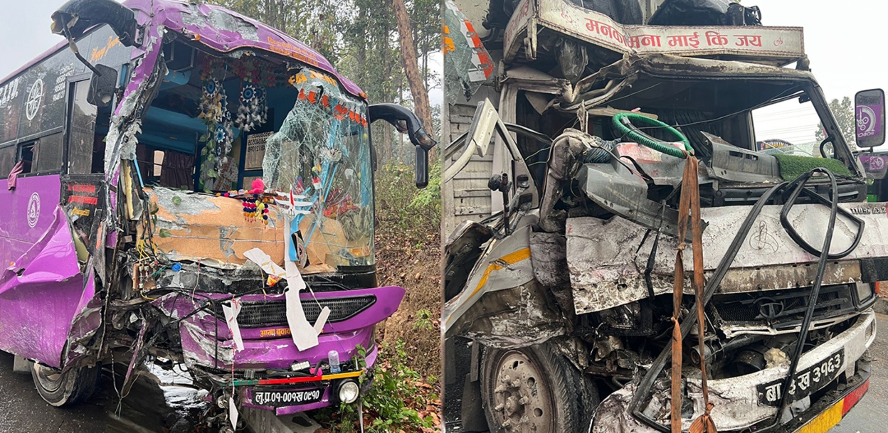 गैंडाकोटमा ३ वटा गाडी एकैठाउँ ठोक्किए, तीनवटै गाडीका चालकहरु घाइते