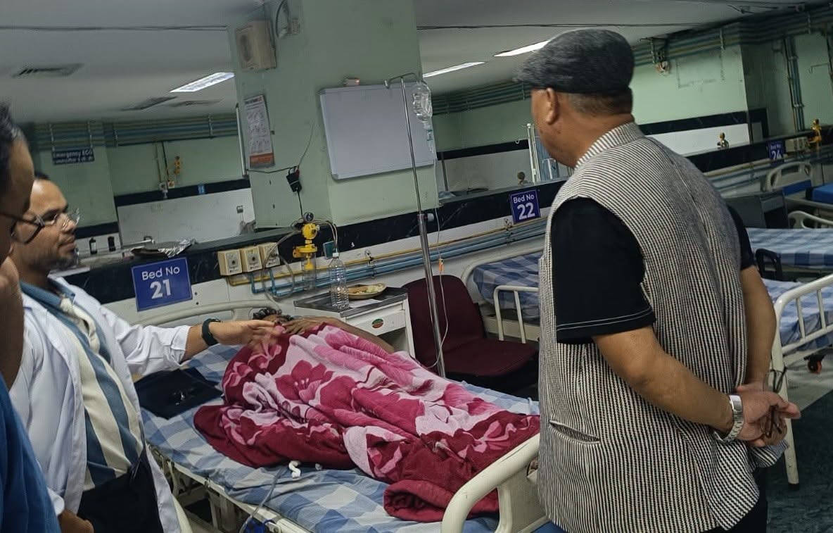 आङ्देम्बेले लिए भोटेकोशी नदीमा आएको भीषण बाढीबाट घाइते भई उपचाररत नागरिकको स्वास्थ्य अवस्थाबारे जानकारी