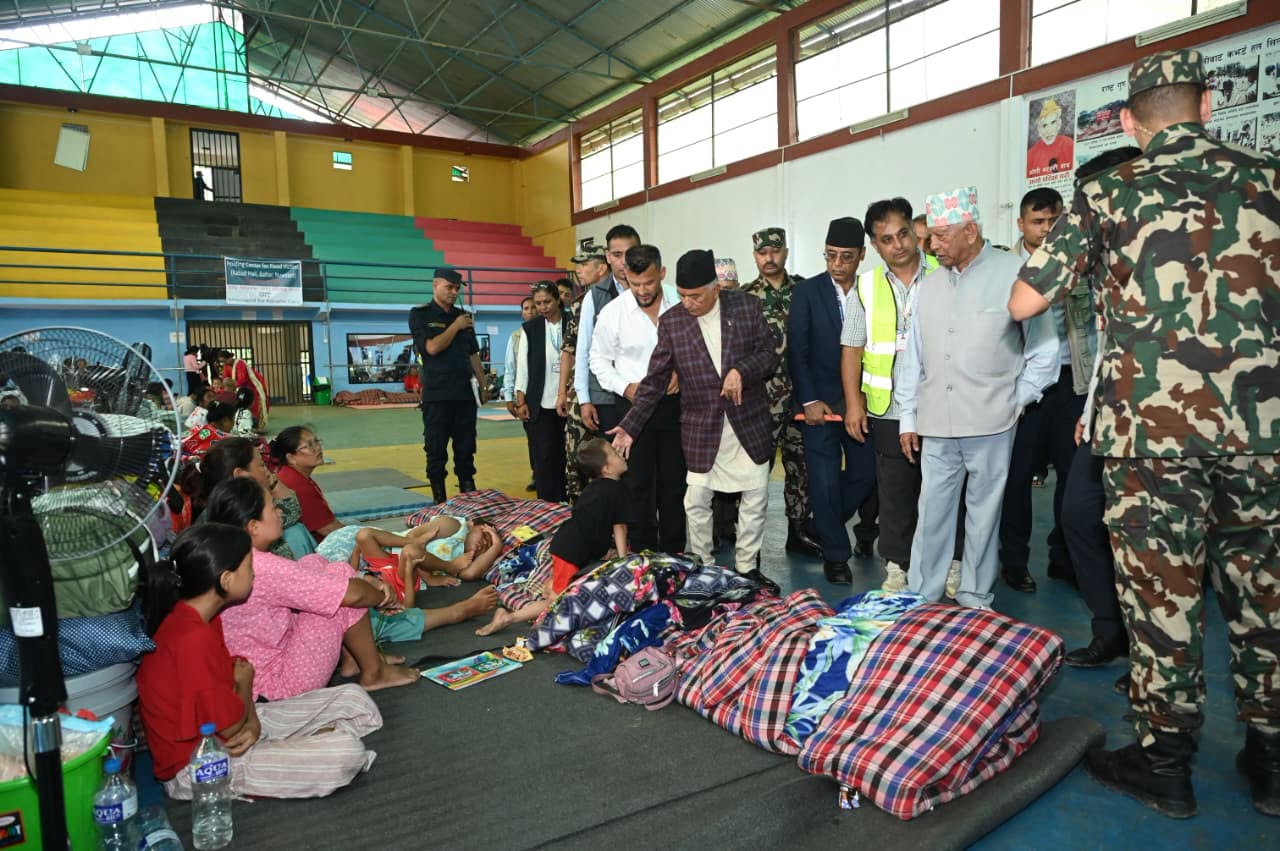राष्ट्रपतिले गरे भोटेकोशीमा आएको बाढीबाट प्रभावित नुवाकोट जिल्लाका विभिन्न क्षेत्रको अवलोकन