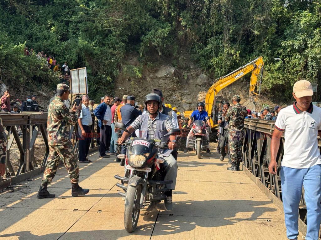 एक सातामै बन्यो बुढीगण्डकीको बाढीले बगाएको पुल